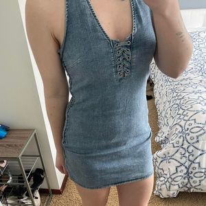 Denim halter dress